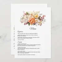 Champagne Colored Floral Wedding Menu