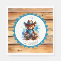 It's a Boy | Cowboy Teddy Bear Boy's Baby Shower Napkins