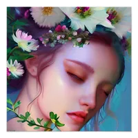 Pretty Fairy Flowers in Hair Fantasy Art   Poster