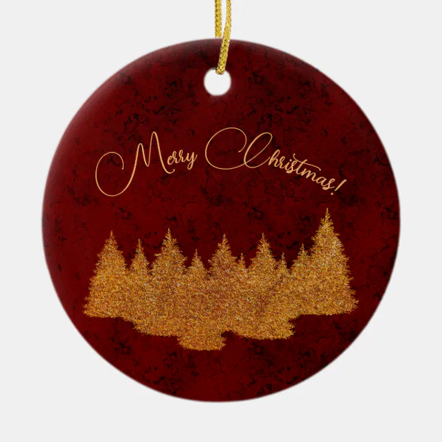 Merry Christmas - minimalist - golden fir trees