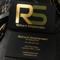 Modern Monogram Gold Foil Initial Logo Business Cards