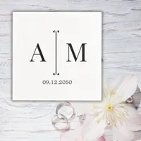  Monogram Couple Date Simple Minimal Wedding Napkins