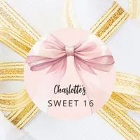 Bow pink Sweet 16 Classic Round Sticker