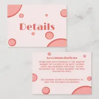Groovy Pink Circles Retro Wedding Detail Enclosure Card
