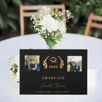 Graduation black gold name script photo guest book