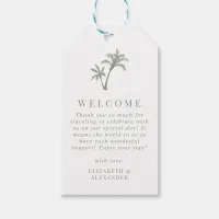 Tropical Palm Tree Sage Green Wedding Welcome Gift Tags