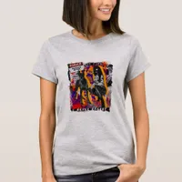 Cool Punk Danger Be Fire Woman and Dog Collage T-Shirt