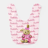 Personalized Baby Girl Bib Pink with Bunny and Bow