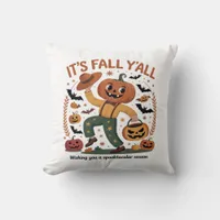 Funny Halloween Autumn Cute It’s Fall Y’all Pumpki Throw Pillow