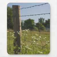 Country Fence Post and Wildflowers Mouse Pad