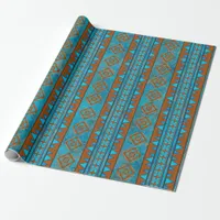 Southwest Mountain Peaks Turquoise Geometric Wrapping Paper