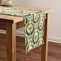 Rustic Green Vintage Floral Short Table Runner