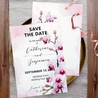 Elegant Floral Pink Moth Orchids Wedding Save The Date