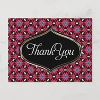 Pink Blue Pattern Thank You Postcard