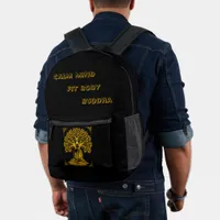 Golden Buddha Under a Tree in Peaceful Meditation Printed Backpack