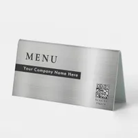 Shiny Silver Metal Menu Scan To Order QR Code Table Tent Sign