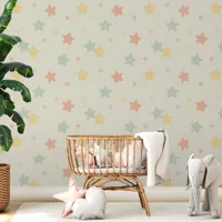 Stars Soft Pastel Baby Nursery and Kids Room Wallpaper