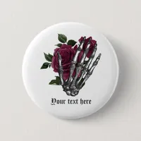 Whimsical Burgundy Floral Gothic Button