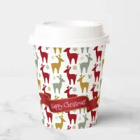 Red Christmas Reindeer Pattern#12 ID1009 Paper Cups