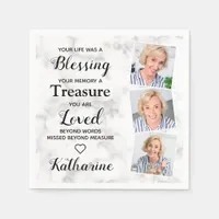 In Loving Memory Memorial Sympathy 3 Photo Funeral Napkins