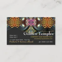 Golden Fractal Temple Art Business Card