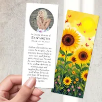In Loving Memory Sunflower Butterfly Photo Funeral Bookmarks