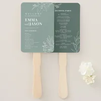 Sage Green Floral Ceremony Program Hand Fan