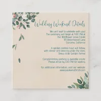 Blush & Sage Floral Wedding Weekend Details Enclosure Card