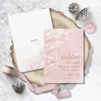 Watercolor Snowdrops Wedding Pink/Copper ID726 Invitation