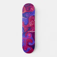 Pink, Magenta, Purple Swirled Marble Fluid Art Skateboard