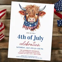 Cute 4th Of July Red White Blue Patriotic Cow Invitation Postcard