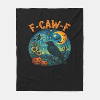 Crow Raven F-Caw-F Funny Halloween Gothic Checkere Fleece Blanket