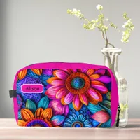 Floral pattern in boho style, custom  dopp kit