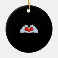 Skeleton Heart Hands Classic & Basic Halloween Ceramic Ornament