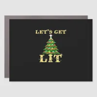 Let's Get Lit Funny Christmas Drinking Classic Car Magnet