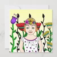 Pretty Girl with Floral Background