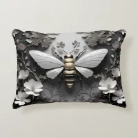 Golden Honeybee on Floral Canvas Accent Pillow