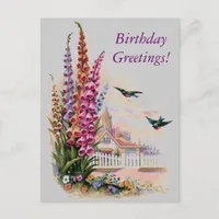Vintage Flora Birthday Greetings Postcard