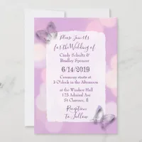 Pretty Lavender Butterflies Wedding Invitation
