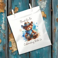 Lil' Cowboy Teddy Bear Boy's Baby Shower  Favor Bag