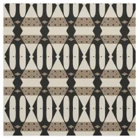 Ornamental Elegant Black & Beige Geometric Pattern Fabric