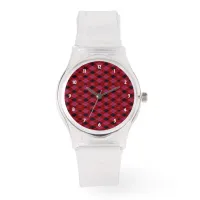 Gingham Check Red and Black Sporty Pink Watch