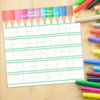Green Alphabet Tracing Dry Erase Board