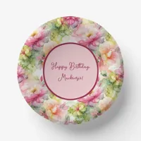 Pastel Flowers Alcohol Ink Illustration Customize Paper Bowls