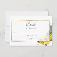 Watercolor Sunflower Rustic Geometric Wedding RSVP Card