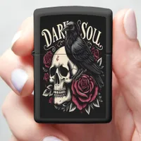 Eternal Raven Upon Skull and Roses Zippo Lighter