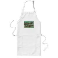 Time for Coffee and Games Fun Vintage Art Design Long Apron