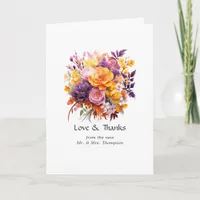 Purple, Orange, and Yellow Floral Wedding Thank You Card
