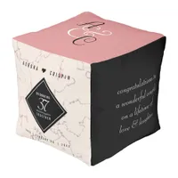 Elegant 37th Alabaster Wedding Anniversary Pouf