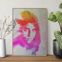 Colorful Watercolor Sharbat Gula Afghan War Girl  Poster